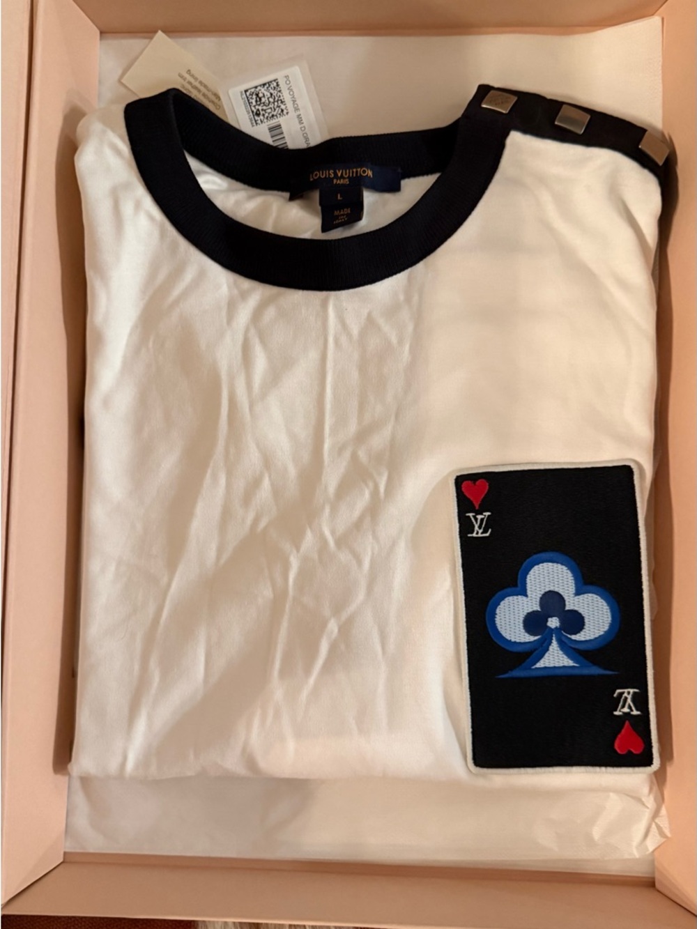 LOUIS VUITTON LV Game On Thread Embroidered White Tee T-shirt size L